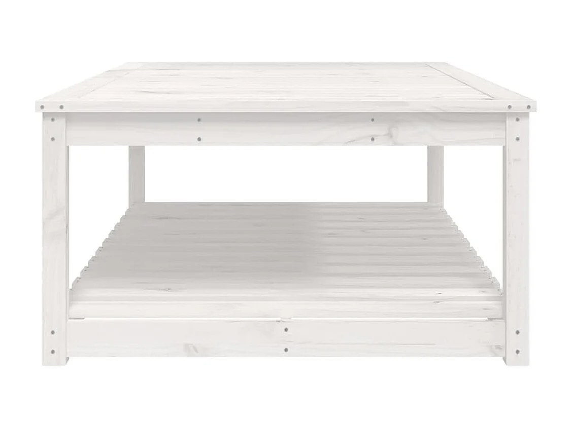 Tavolo da giardino bianco 121x82,5x45 cm in legno massello di pino