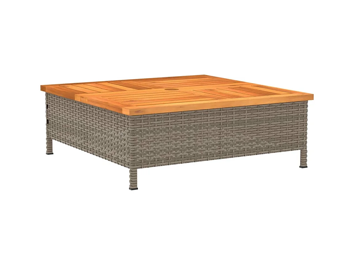 Grijze tuintafel 70x70x25 cm gevlochten hars en acaciahout