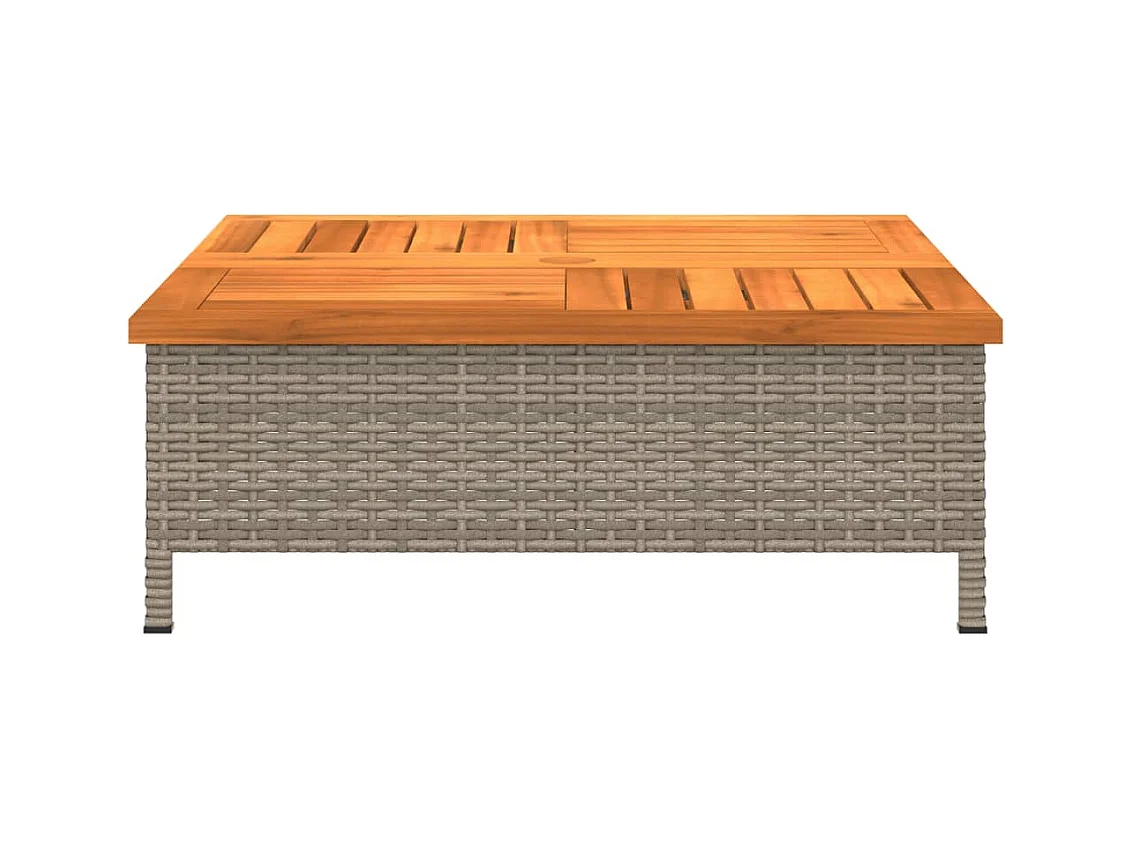 Grijze tuintafel 70x70x25 cm gevlochten hars en acaciahout