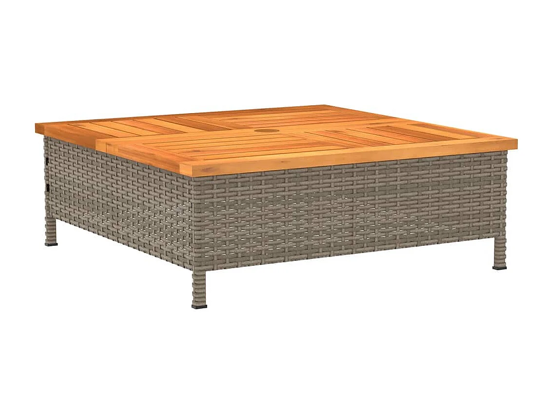 Tavolo da giardino grigio 70x70x25 cm in resina intrecciata e legno di acacia