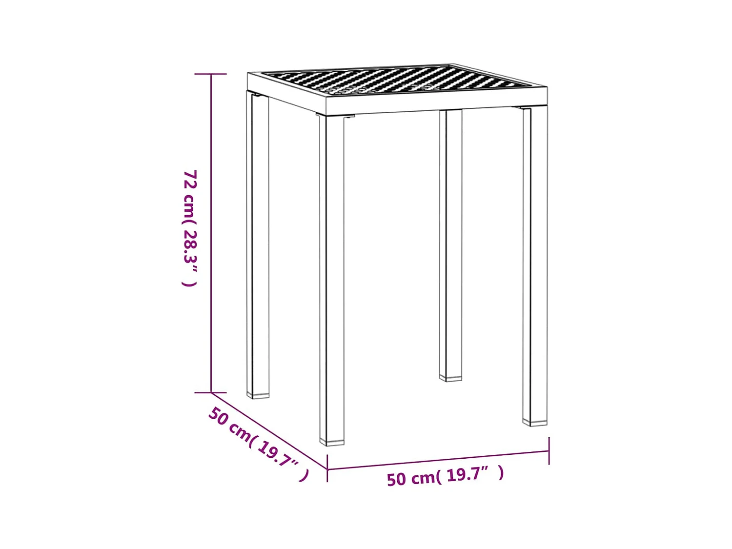 Table de jardin anthracite 50x50x72 cm acier