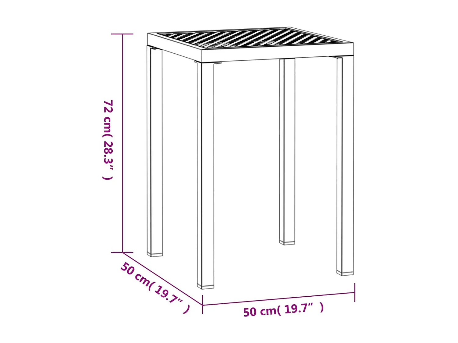 Table de jardin anthracite 50x50x72 cm acier