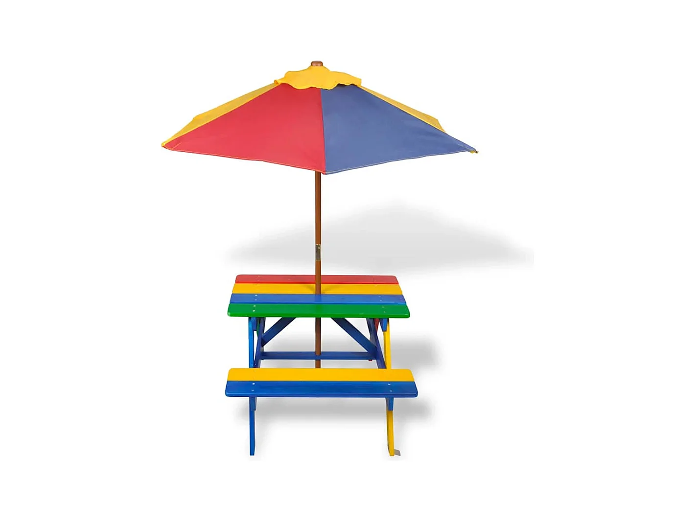 Table et bancs de pique-nique avec parasol pour enfants Bois
