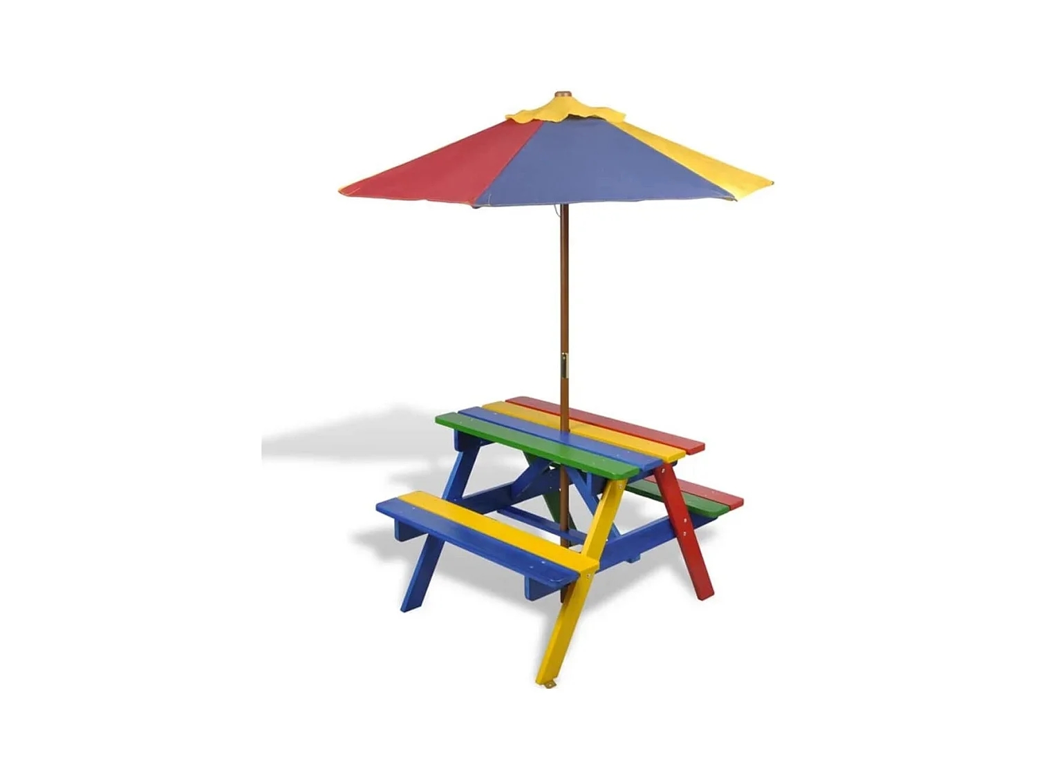 Table et bancs de pique-nique avec parasol pour enfants Bois