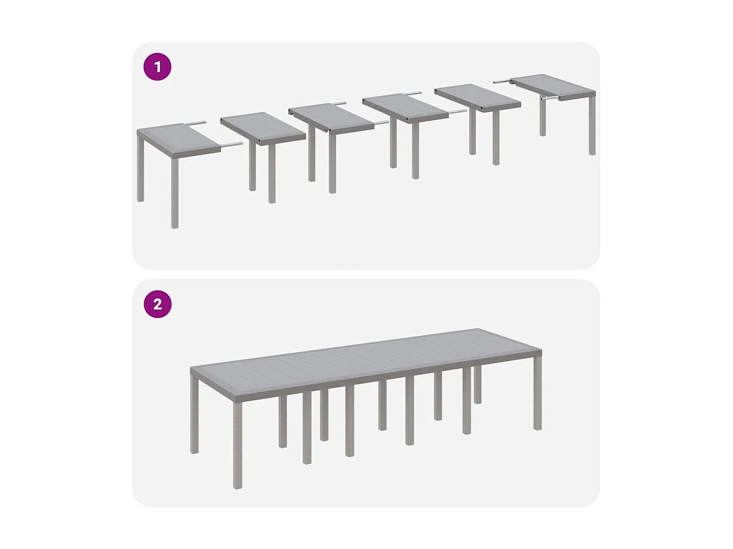 Table de Jardin Gris clair 300 x 100 x 73 cm polyrotin