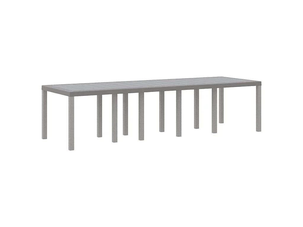 Hellgrauer Gartentisch 300 x 100 x 73 cm Polyrattan