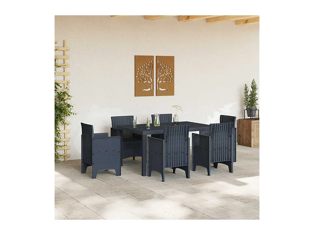 Table de Jardin Anthracite 150 x 100 x 73 cm polyrotin