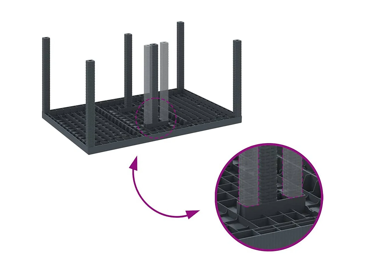 Table de Jardin Anthracite 150 x 100 x 73 cm polyrotin