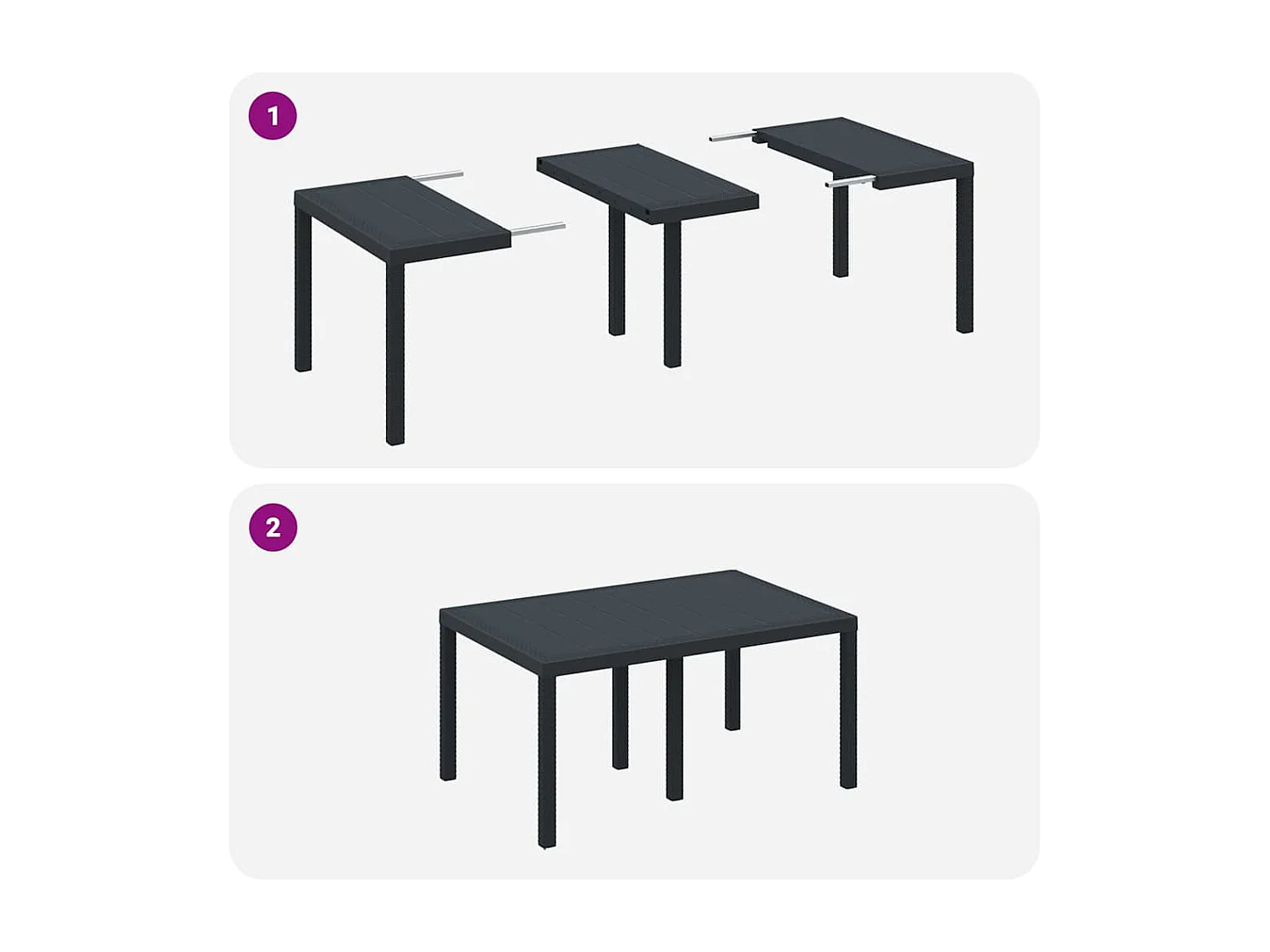 Table de Jardin Anthracite 150 x 100 x 73 cm polyrotin