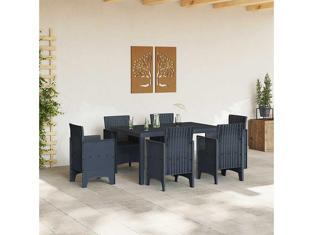 Anthrazit Gartentisch 150 x 100 x 73 cm Polyrattan