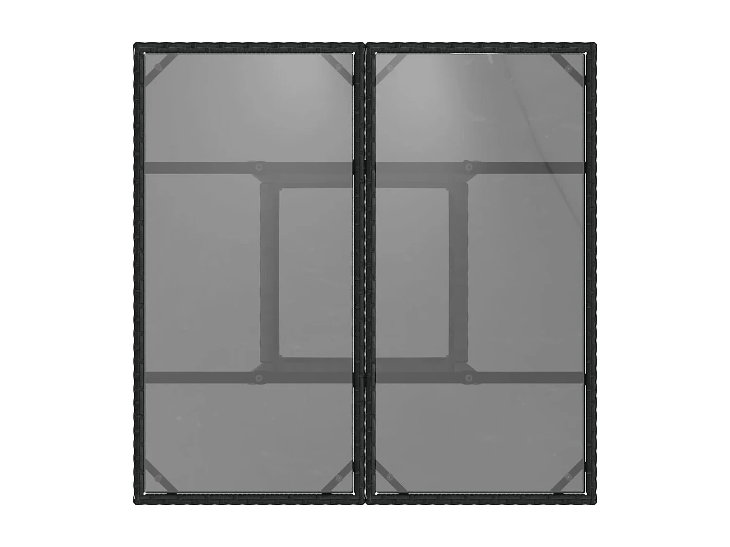 Tuintafel met zwart glazen blad 80x80x75 cm gevlochten hars