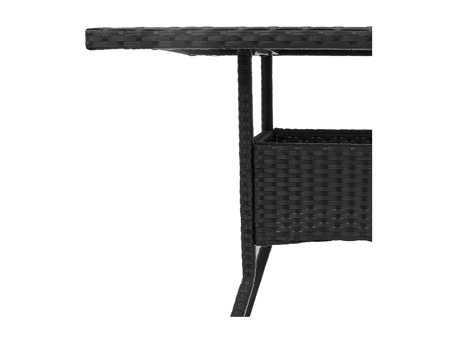 Tuintafel met zwart glazen blad 80x80x75 cm gevlochten hars