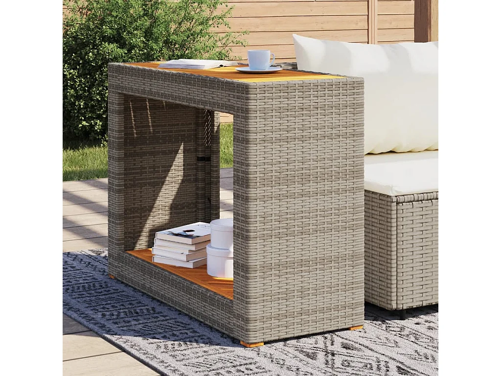 Tavolino da giardino con piano in legno grigio 100x40x75 cm