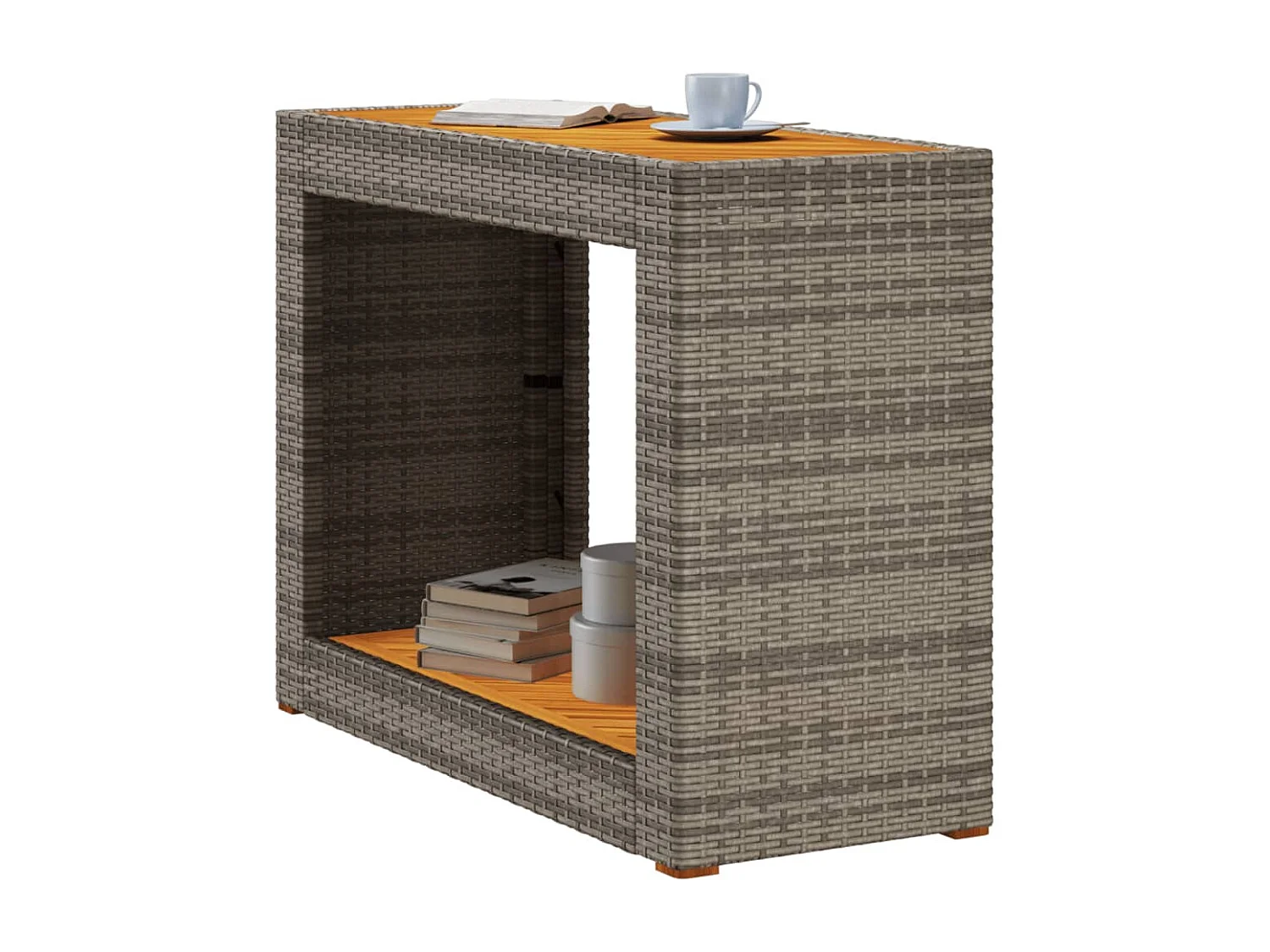 Tavolino da giardino con piano in legno grigio 100x40x75 cm