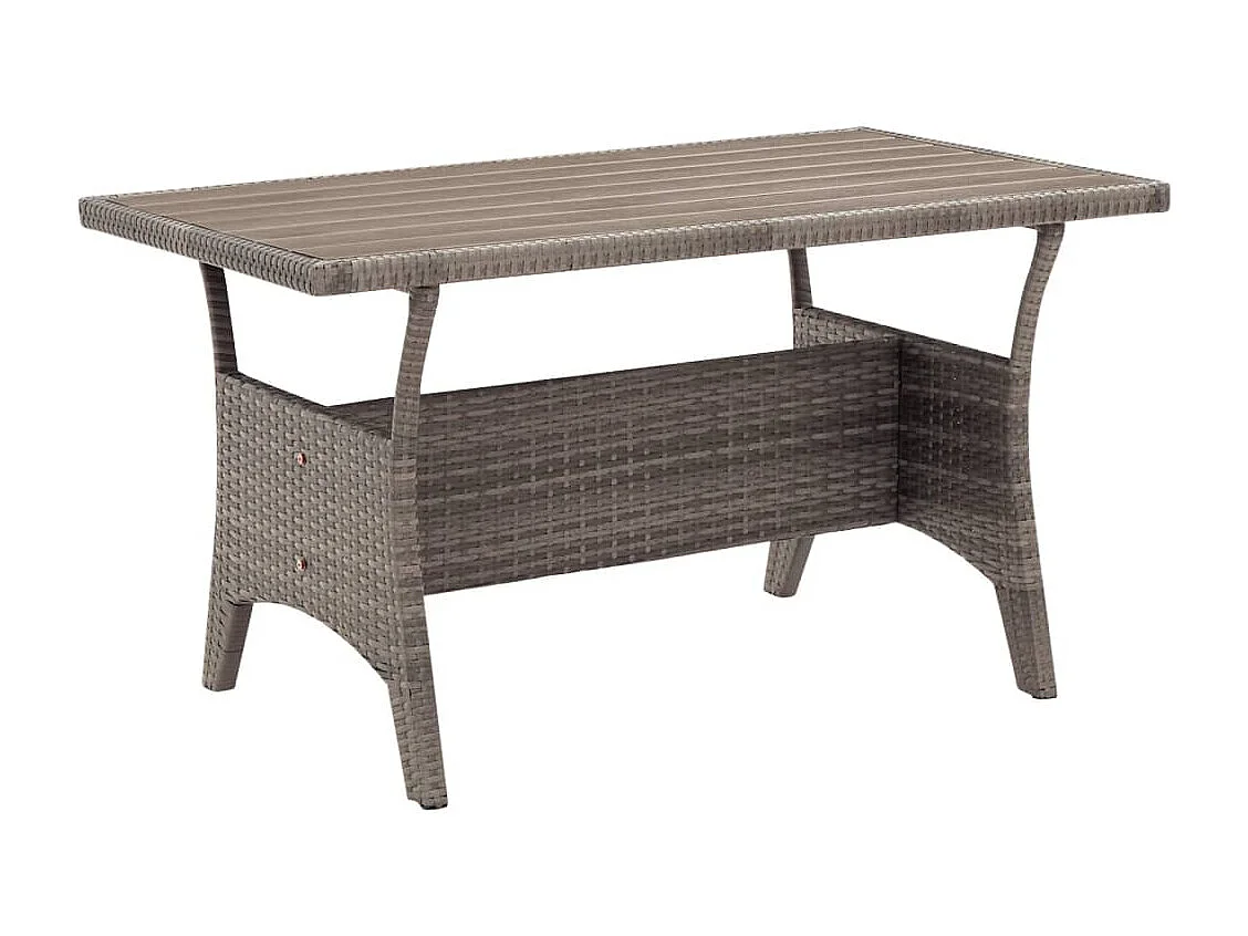 Mesa de jardín gris 120x70x66 cm Mimbre resina