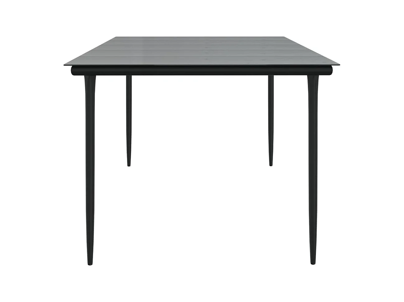 Table à dîner de jardin Noir 200x100x74cm Acier et verre trempé