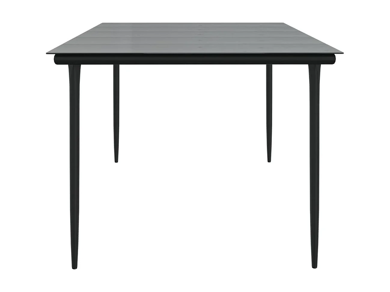 Table à dîner de jardin Noir 200x100x74cm Acier et verre trempé
