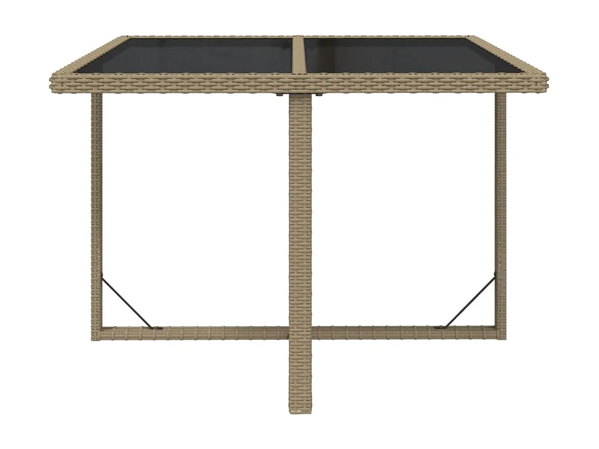 Tavolo da giardino beige 109x107x74 cm Resina intrecciata e vetro