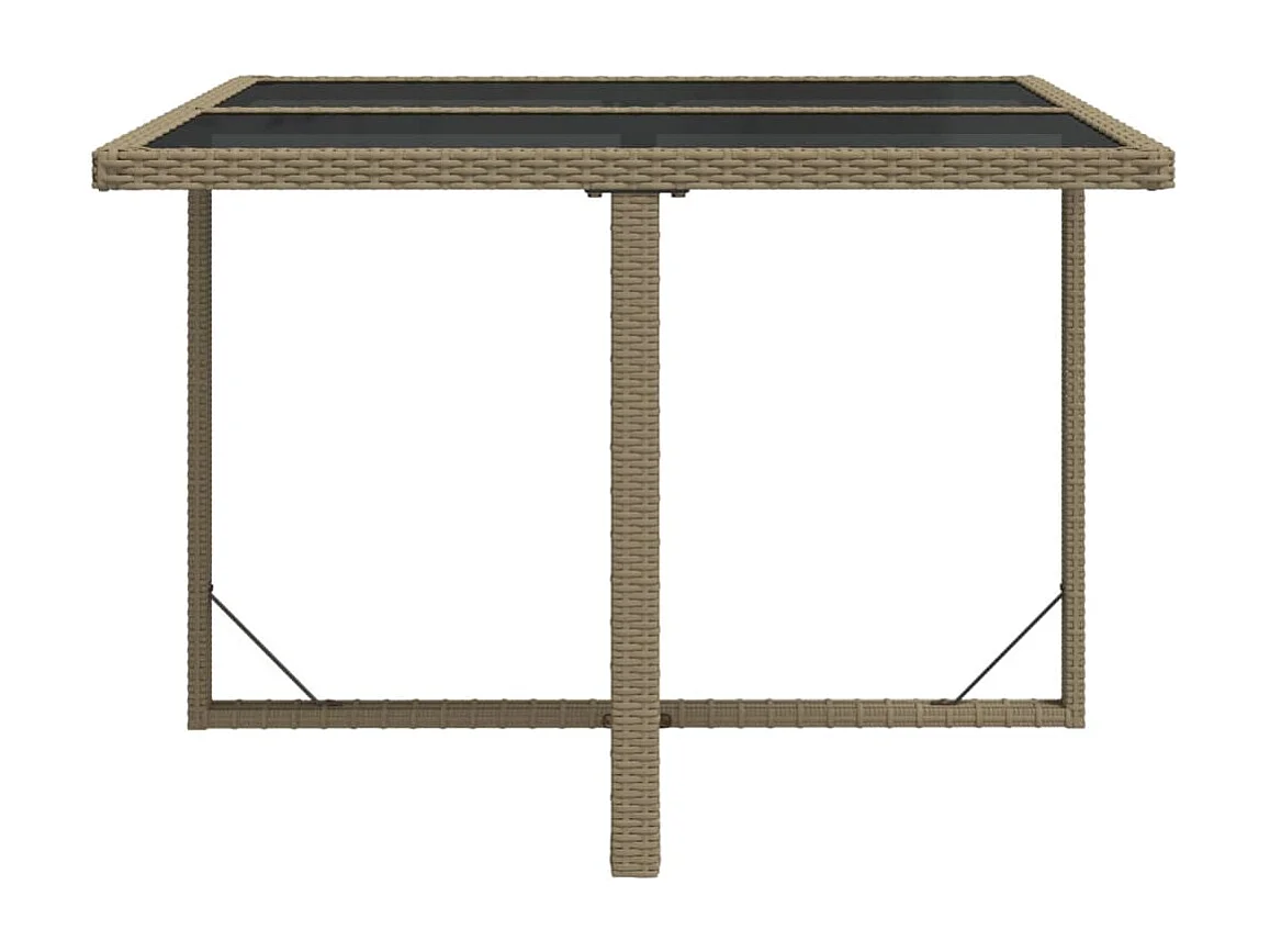 Tavolo da giardino beige 109x107x74 cm Resina intrecciata e vetro