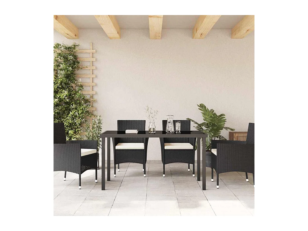 Table de Jardin Noir 140 x 80 x 73 cm Teck massif
