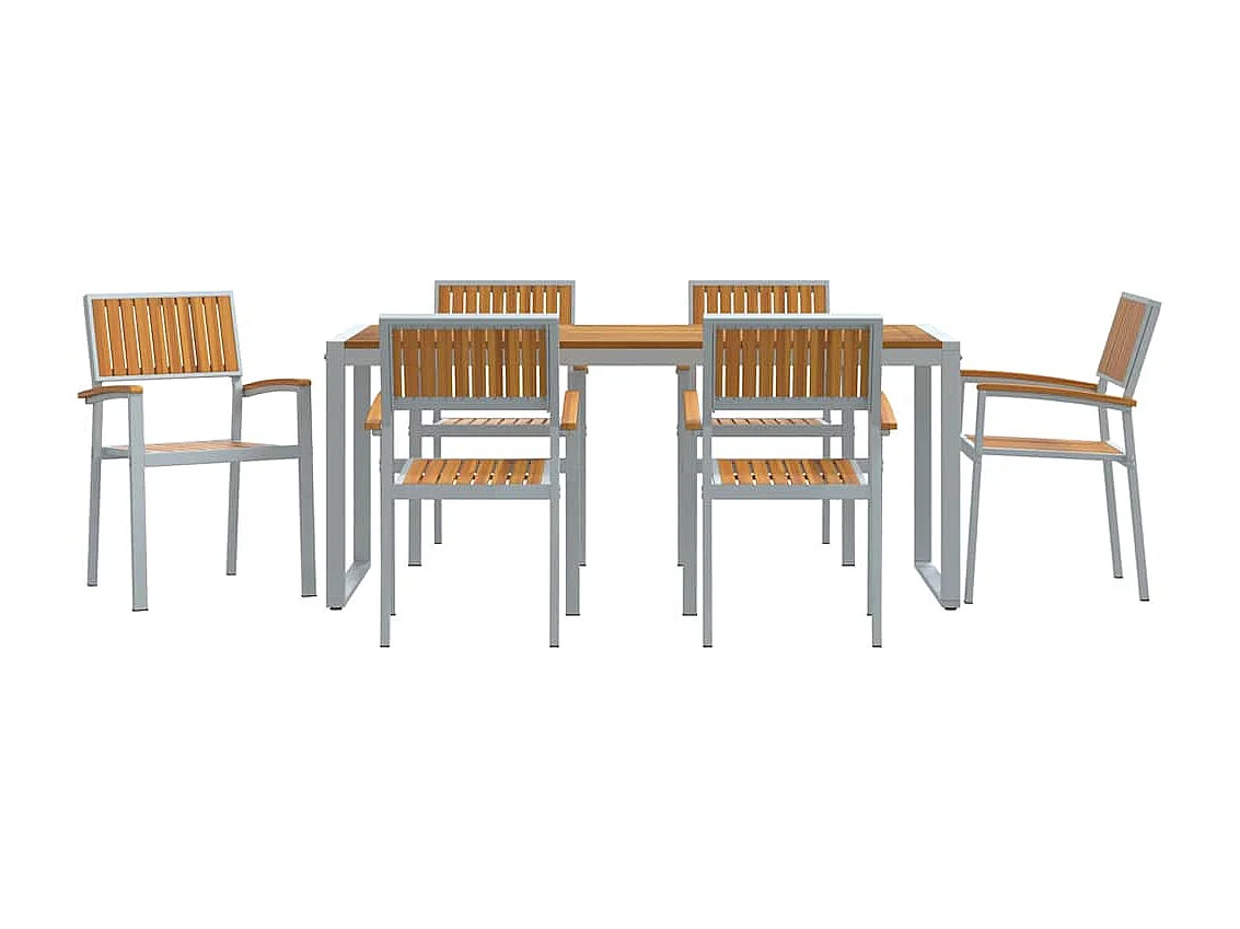 Ensemble de salle à manger pour jardin 7 pcs Gris et marron