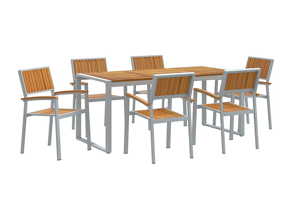 Ensemble de salle à manger pour jardin 7 pcs Gris et marron