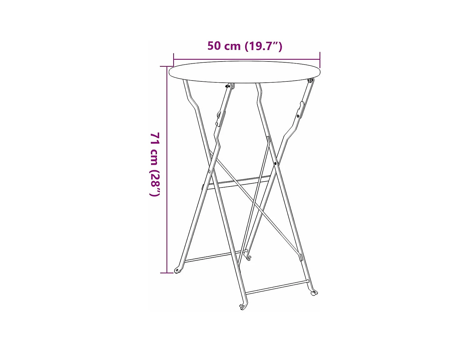 Tavolo da bistrot senape Ø50x71 cm Acciaio verniciato a polvere