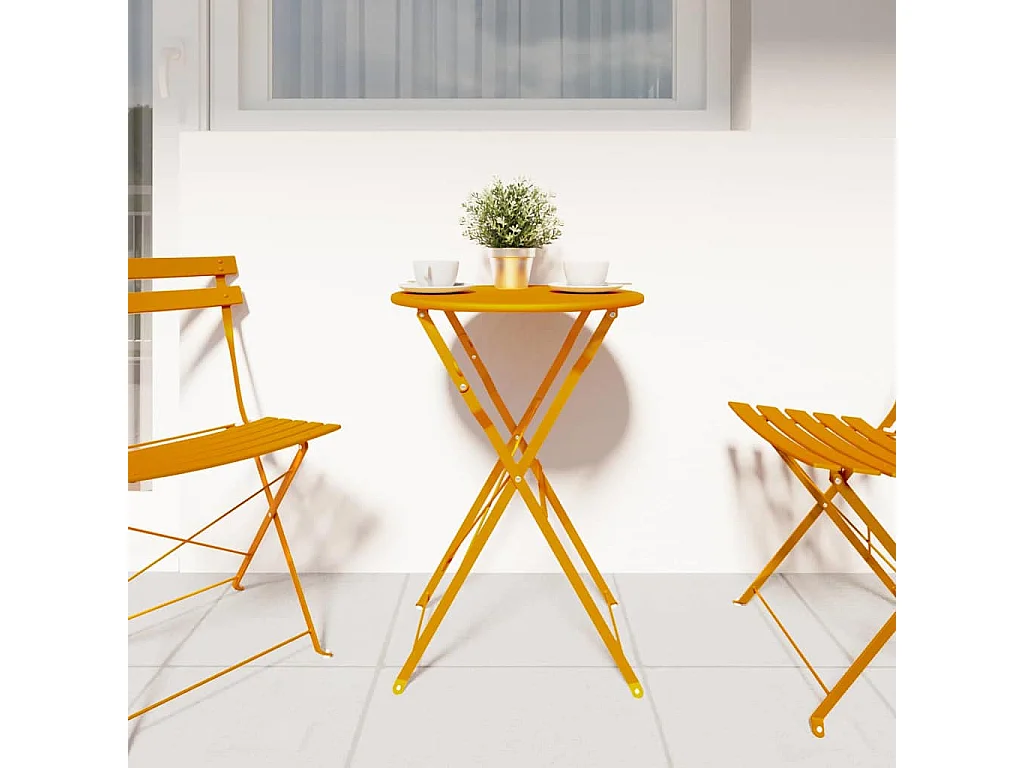 Table bistrot Moutarde Ø50x71 cm Acier revêtu de poudre