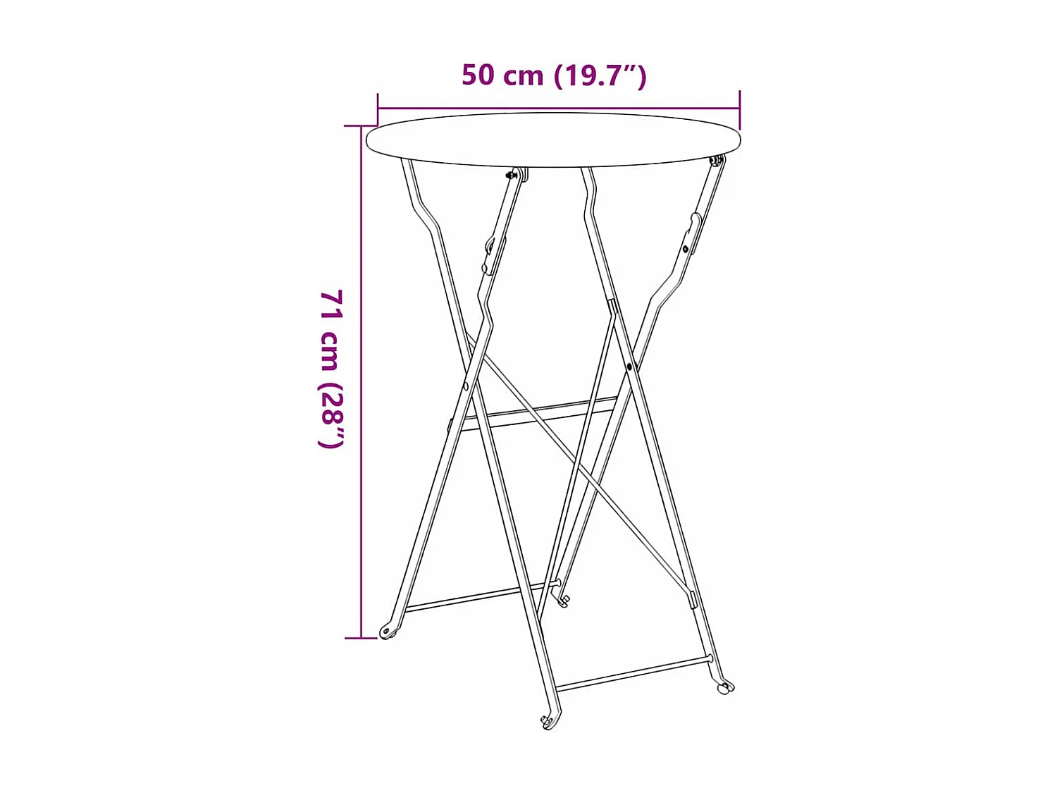 Table bistrot Moutarde Ø50x71 cm Acier revêtu de poudre