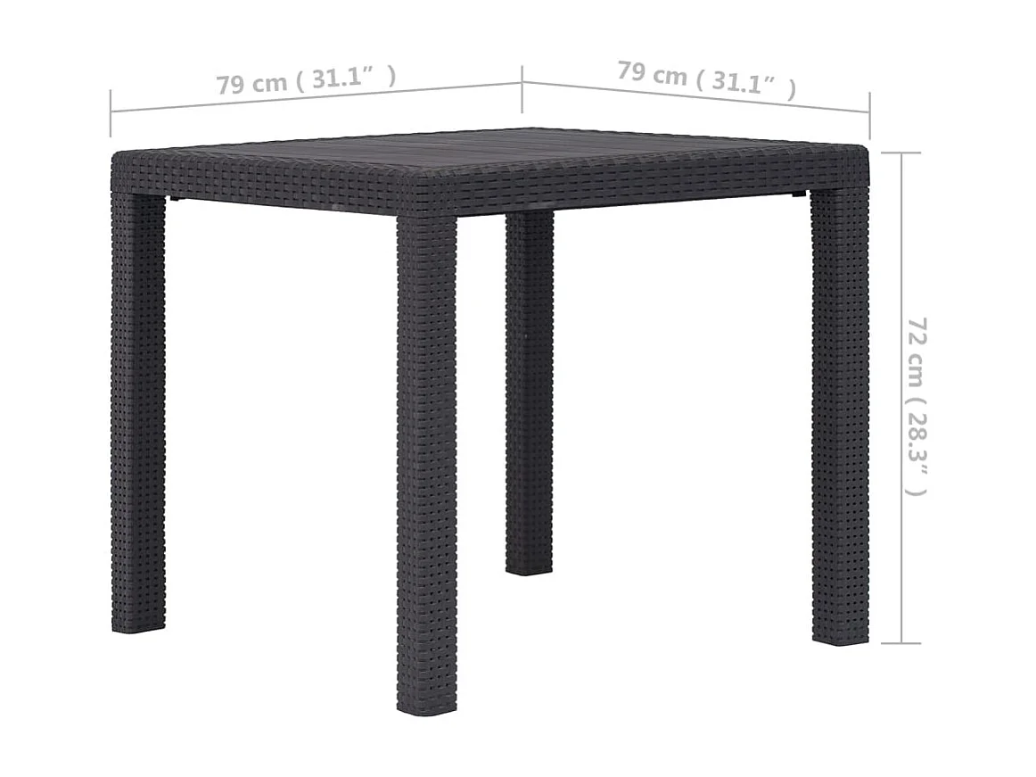 Mesa de jardín Marrón 79x79x72 cm Plástico Aspecto ratán