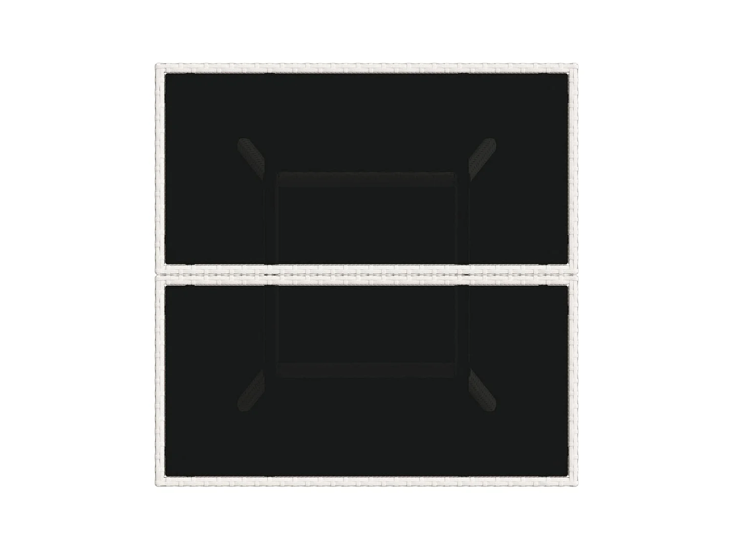 Tuintafel met wit glazen blad 80x80x75cm geweven hars