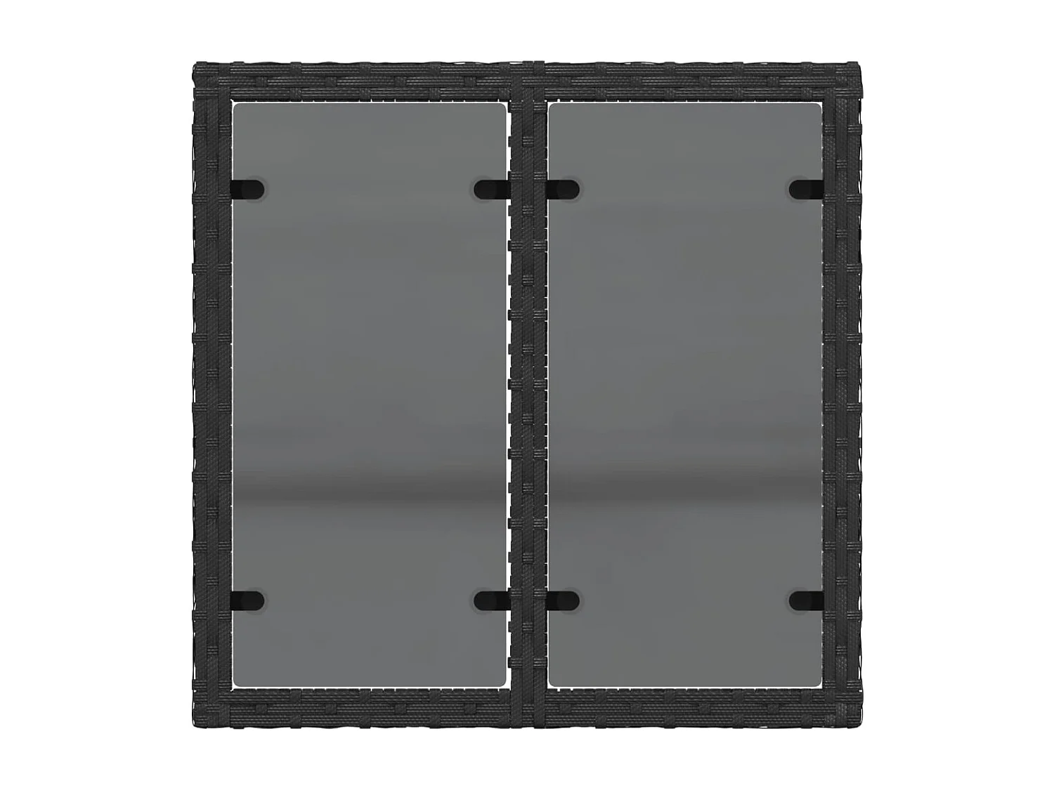 Tuintafel met zwart glazen blad 55x55x37 cm geweven hars