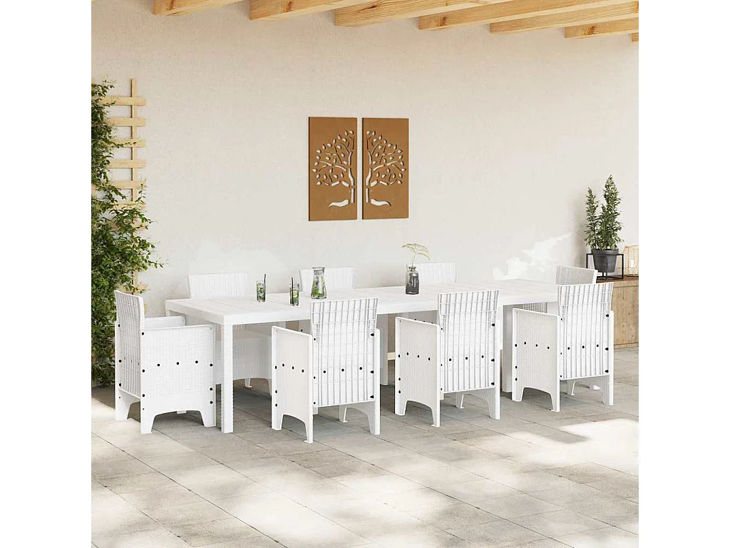 Tavolo da giardino bianco 300 x 100 x 73 cm in polyrattan