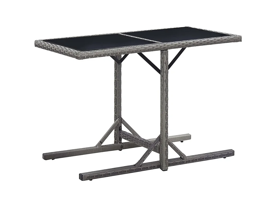 Antraciet tuintafel 110x53x72 cm Glas en gevlochten hars