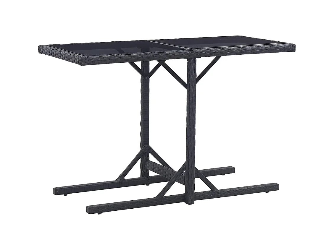 Zwarte tuintafel 110x53x72 cm Glas en geweven hars