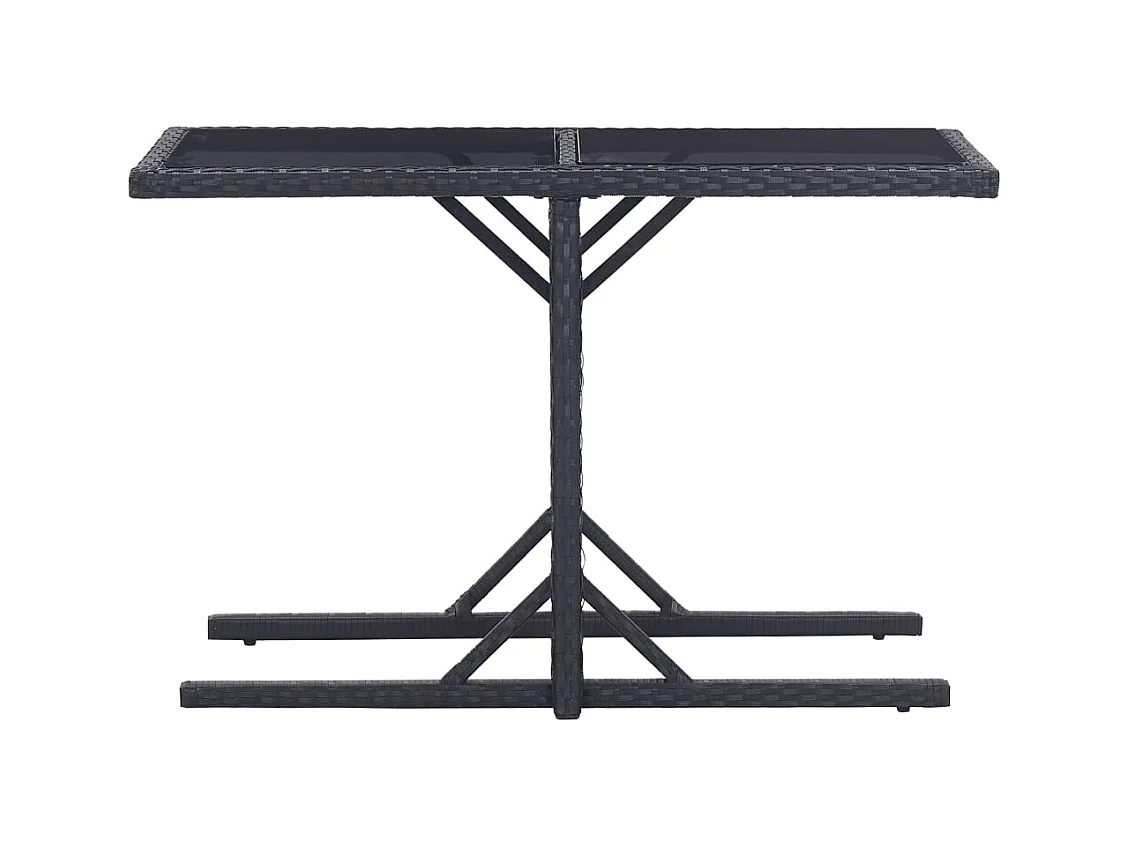 Zwarte tuintafel 110x53x72 cm Glas en geweven hars