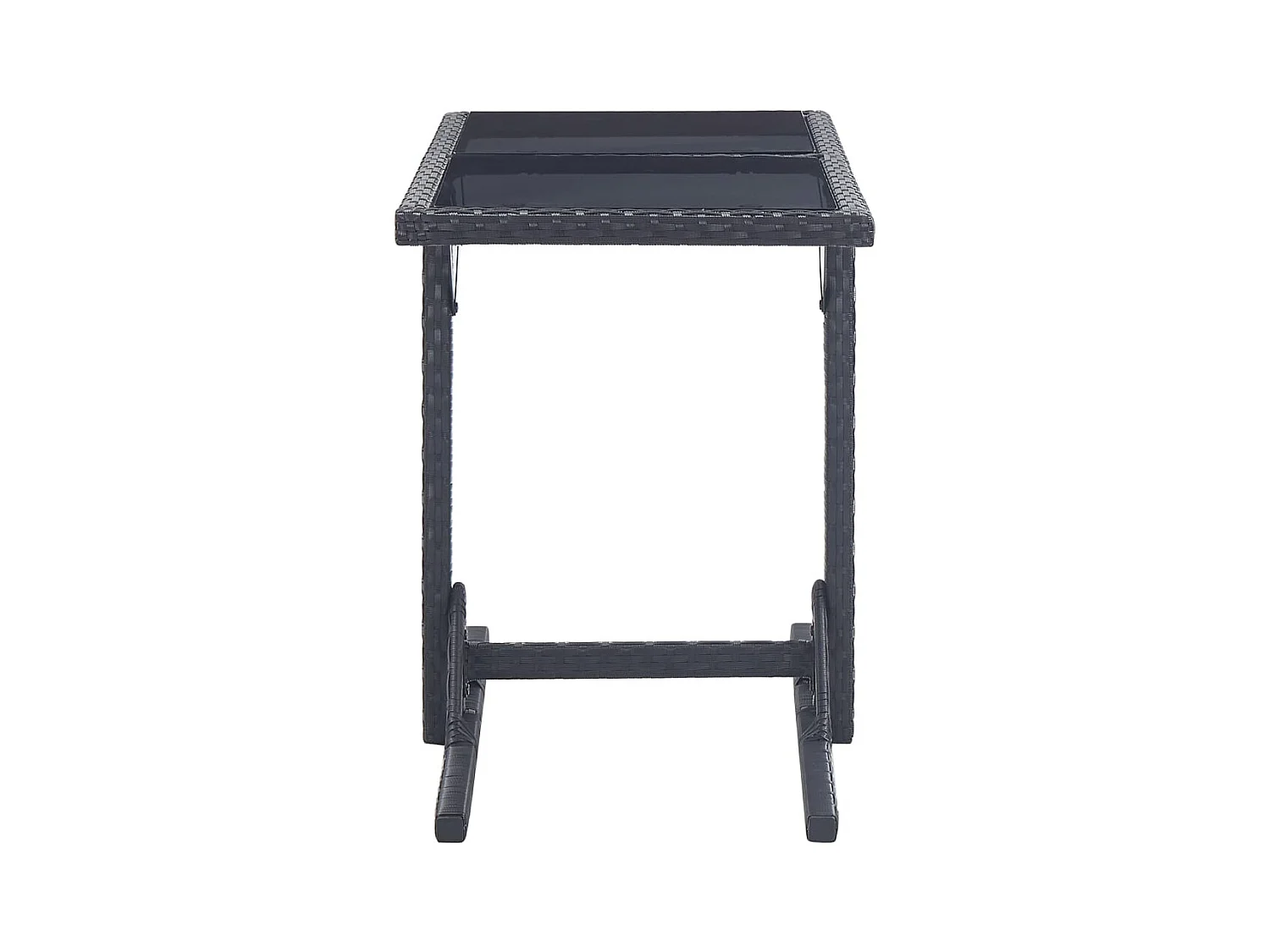 Zwarte tuintafel 110x53x72 cm Glas en geweven hars