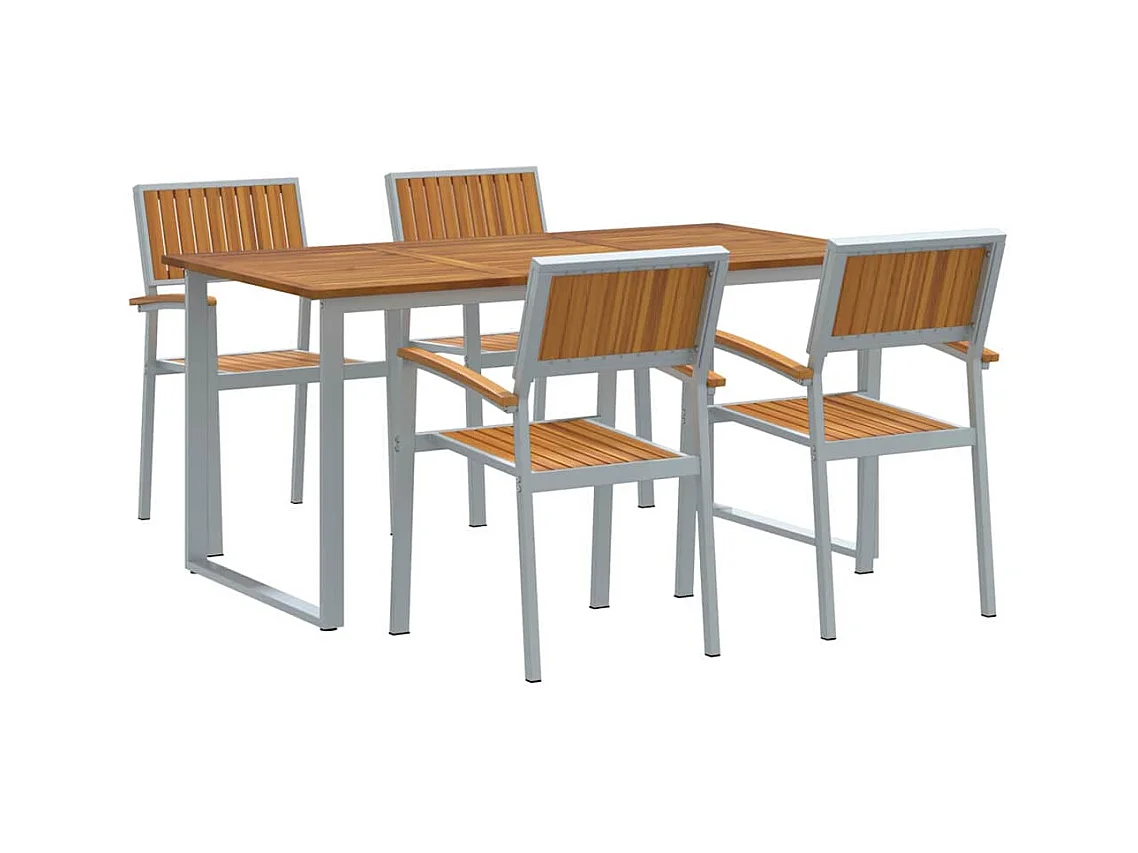 Juego de comedor de jardín de 5 piezas en gris y marrón