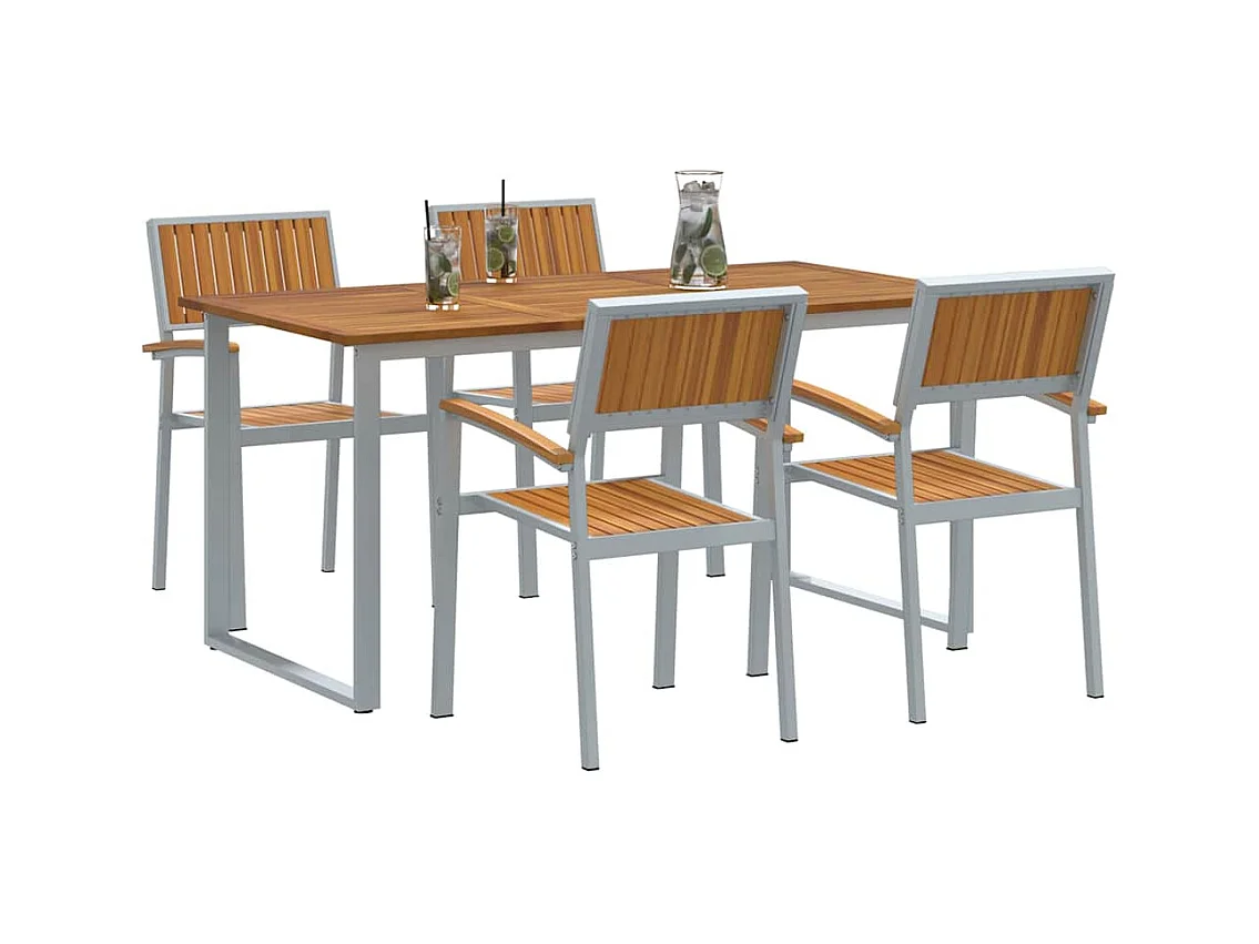 Juego de comedor de jardín de 5 piezas en gris y marrón