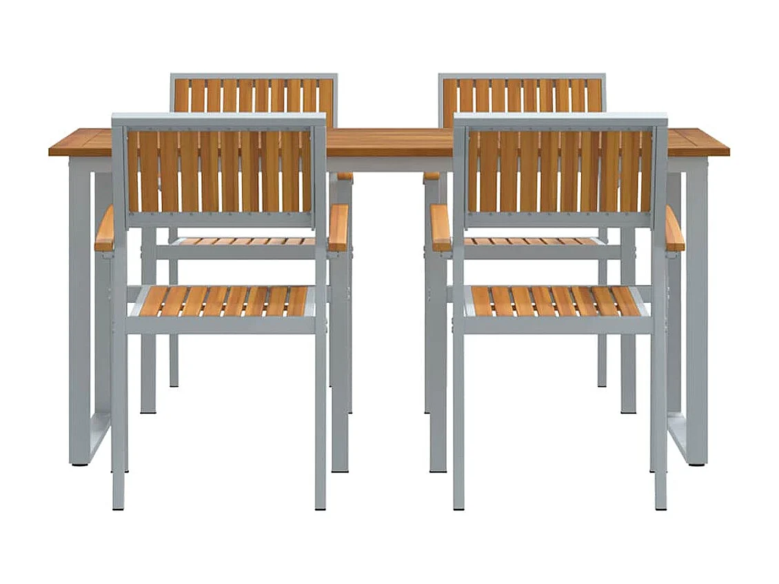 Juego de comedor de jardín de 5 piezas en gris y marrón