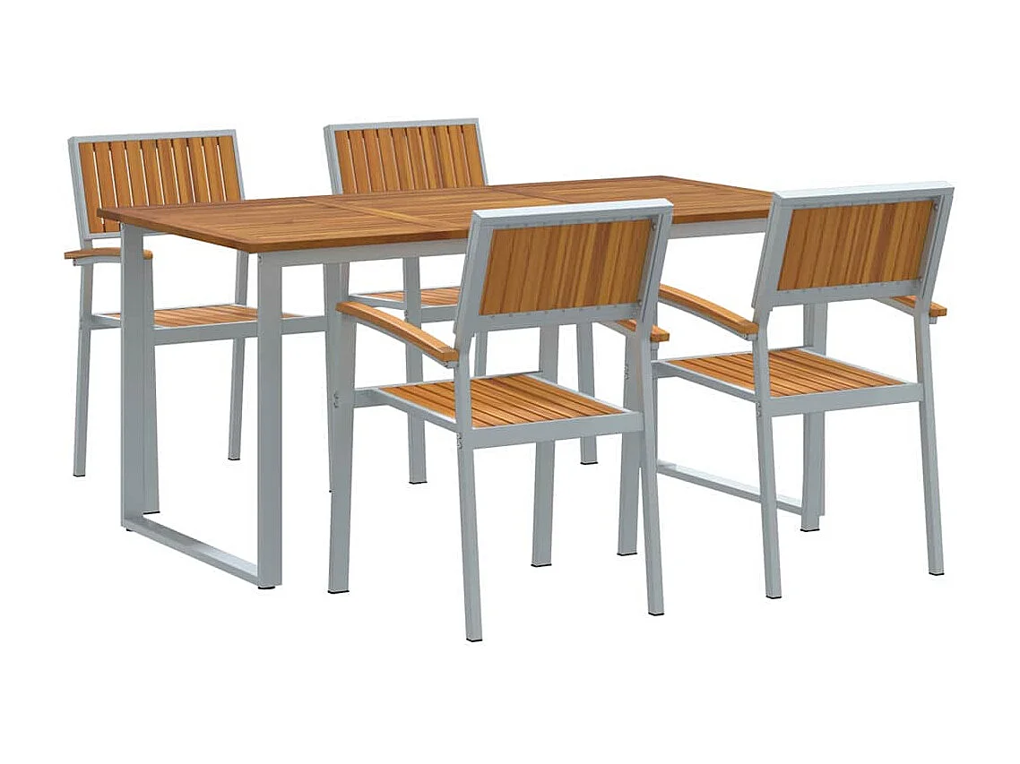 Juego de comedor de jardín de 5 piezas en gris y marrón