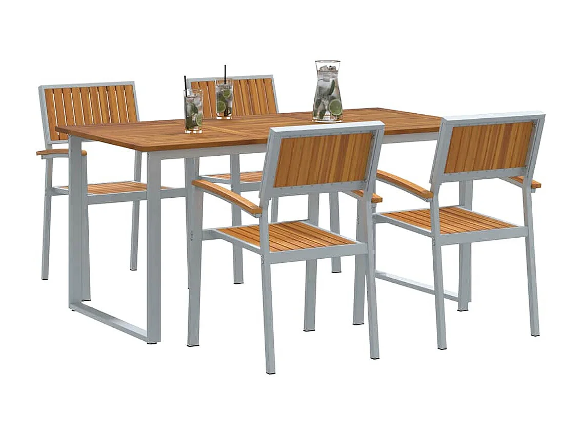 Juego de comedor de jardín de 5 piezas en gris y marrón