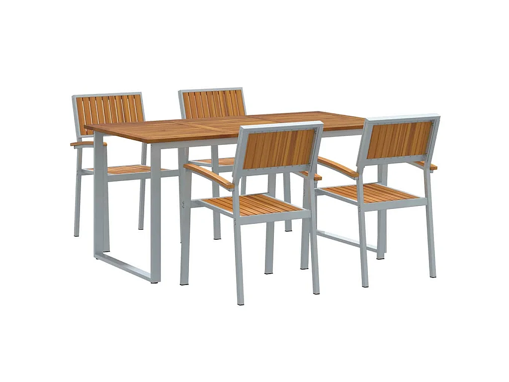 Juego de comedor de jardín de 5 piezas en gris y marrón