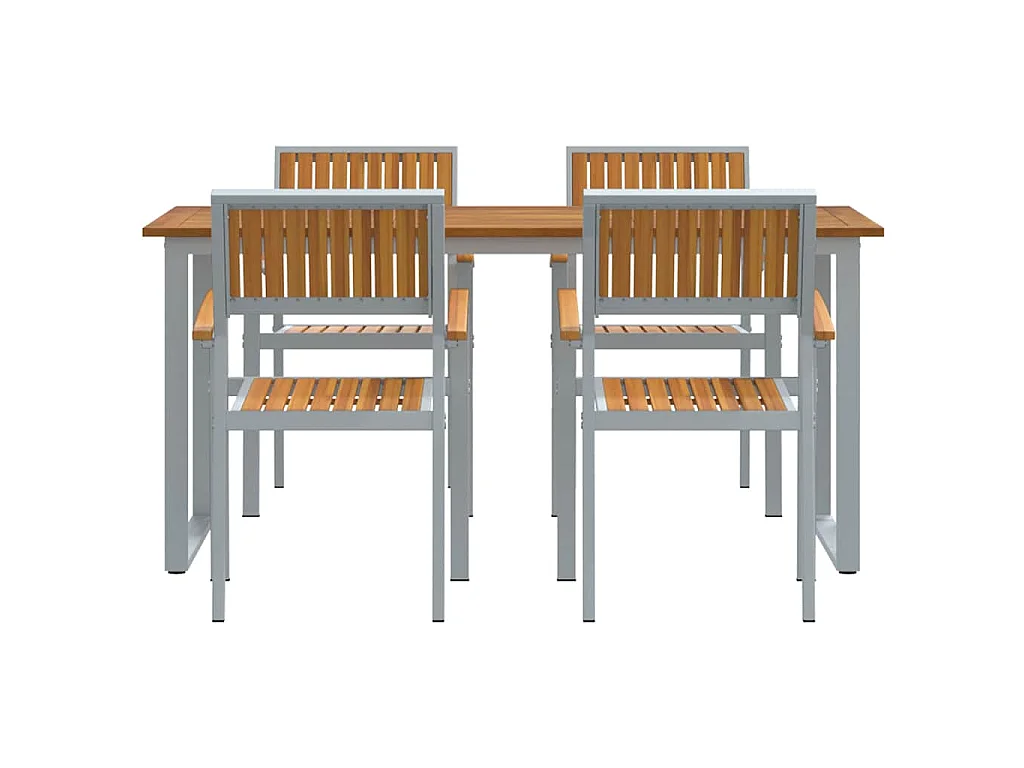 Juego de comedor de jardín de 5 piezas en gris y marrón