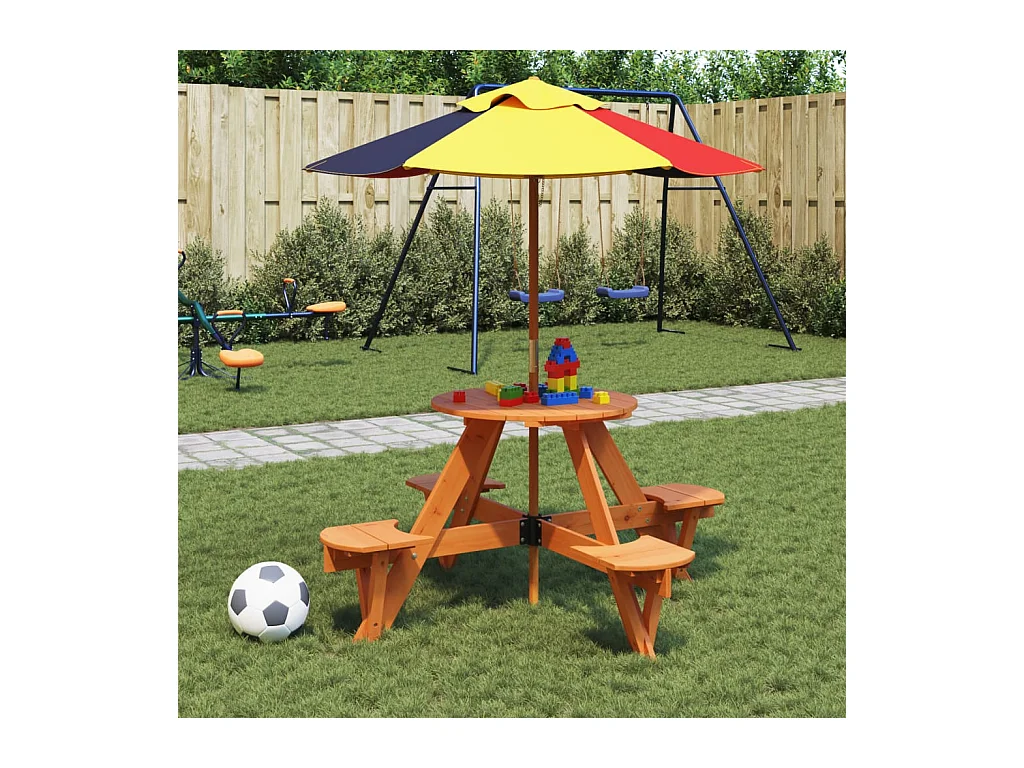 4-persoons kinderpicknicktafel met ronde parasolopening