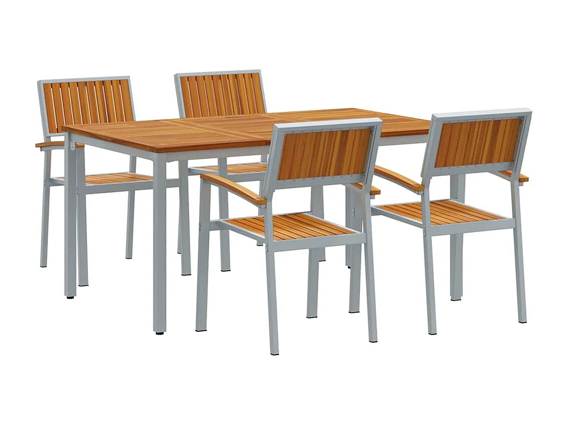 Ensemble de salle à manger pour jardin 5 pcs Gris et marron