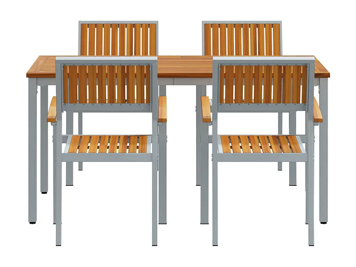 Ensemble de salle à manger pour jardin 5 pcs Gris et marron
