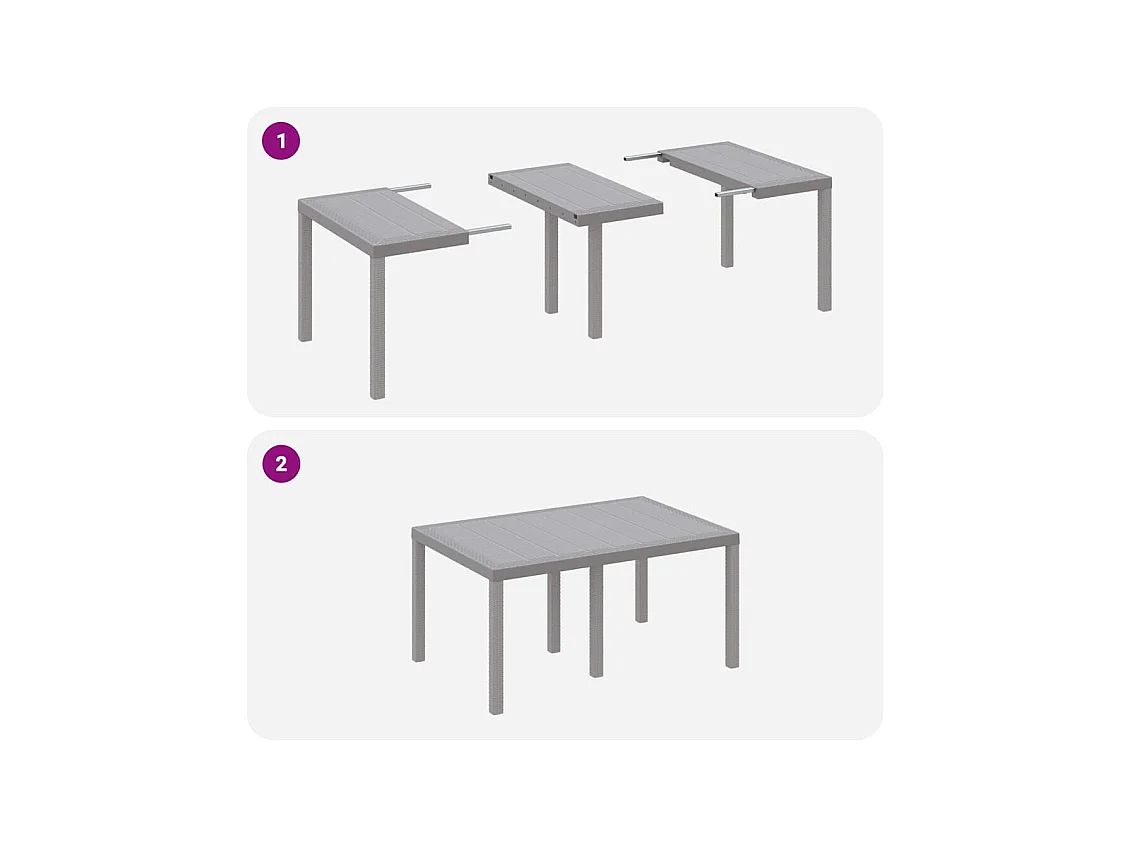 Table de Jardin Gris clair 150 x 100 x 73 cm polyrotin