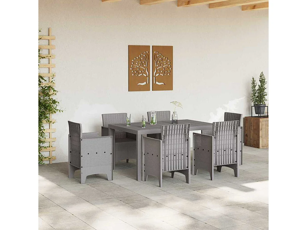 Mesa de jardín gris claro 150 x 100 x 73 cm polirratán