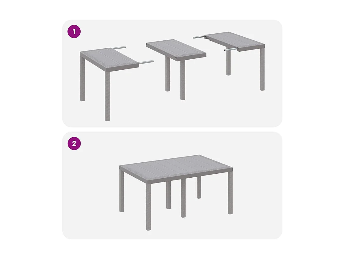 Mesa de jardín gris claro 150 x 100 x 73 cm polirratán